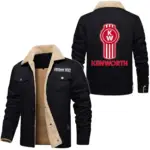 Big Rig Jacket Fur Collar Fleece, Motorcycle-Inspired Fleece Outerwear CAR566 - Black