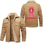 Big Rig Jacket Fur Collar Fleece, Motorcycle-Inspired Fleece Outerwear CAR566 - Khaki