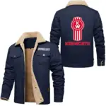 Big Rig Jacket Fur Collar Fleece, Motorcycle-Inspired Fleece Outerwear CAR566 - Deep Blue