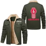 Big Rig Jacket Fur Collar Fleece, Motorcycle-Inspired Fleece Outerwear CAR566 - Military Green