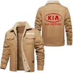 Passenger Ride Jacket Fur Collar Fleece, Cozy Car Culture Jacket CAR566 - Khaki