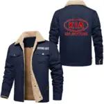 Passenger Ride Jacket Fur Collar Fleece, Cozy Car Culture Jacket CAR566 - Deep Blue