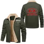 Passenger Ride Jacket Fur Collar Fleece, Cozy Car Culture Jacket CAR566 - Military Green