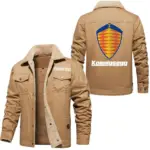 Elite Roadster Jacket Fur Collar Fleece, Bold Automotive Fleece Jacket CAR566 - Khaki