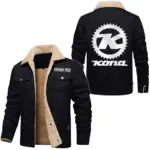 Active Motion Jacket Fur Collar Fleece, Motorcycle-Inspired Fleece Outerwear CAR566 - Black