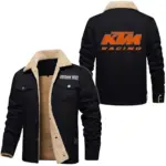High-Off-Roader Jacket Fur Collar Fleece, Open Road Fur Jacket CAR566 - Black