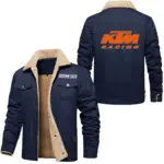 High-Off-Roader Jacket Fur Collar Fleece, Open Road Fur Jacket CAR566 - Deep Blue