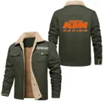 High-Off-Roader Jacket Fur Collar Fleece, Open Road Fur Jacket CAR566 - Military Green