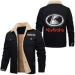 Mini Tillage Tractor Jacket Fur Collar Fleece, Garage Days Fur Jacket CAR566 - Black