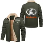 Mini Tillage Tractor Jacket Fur Collar Fleece, Garage Days Fur Jacket CAR566 - Military Green