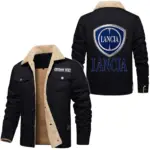 Retro Car Jacket Fur Collar Fleece, Open Road Fur Jacket CAR566 - Black