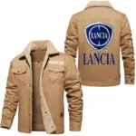 Retro Car Jacket Fur Collar Fleece, Open Road Fur Jacket CAR566 - Khaki