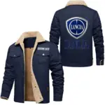 Retro Car Jacket Fur Collar Fleece, Open Road Fur Jacket CAR566 - Deep Blue