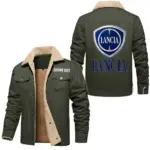 Retro Car Jacket Fur Collar Fleece, Open Road Fur Jacket CAR566 - Military Green