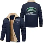 Outdoor Vehicle Jacket Fur Collar Fleece, Cozy Car Culture Jacket CAR566 - Deep Blue