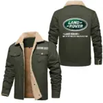 Outdoor Vehicle Jacket Fur Collar Fleece, Cozy Car Culture Jacket CAR566 - Military Green