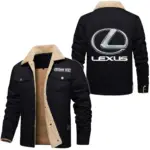 Grand Touring Auto Jacket Fur Collar Fleece, Motor-Inspired Fleece Outerwear CAR566 - Black
