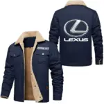 Grand Touring Auto Jacket Fur Collar Fleece, Motor-Inspired Fleece Outerwear CAR566 - Deep Blue