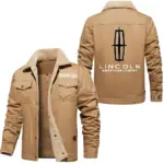 Car Jacket Fur Collar Fleece, Bold Automotive Fleece Jacket CAR566 - Khaki
