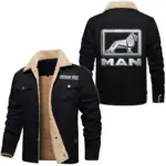 Cargo Hauler Jacket Fur Collar Fleece, Motor-Inspired Fleece Outerwear CAR566 - Black