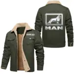 Cargo Hauler Jacket Fur Collar Fleece, Motor-Inspired Fleece Outerwear CAR566 - Military Green