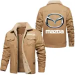 Touring Car Jacket Fur Collar Fleece, Rugged Fur Collar Fleece CAR566 - Khaki