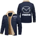 Touring Car Jacket Fur Collar Fleece, Rugged Fur Collar Fleece CAR566 - Deep Blue