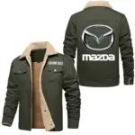 Touring Car Jacket Fur Collar Fleece, Rugged Fur Collar Fleece CAR566 - Military Green