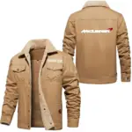 British Supercar Jacket Fur Collar Fleece, Motorcycle-Inspired Fleece Outerwear CAR566 - Khaki