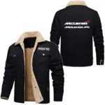 British Supercar Jacket Fur Collar Fleece, Casual Automotive Fur Fleece CAR566 - Black