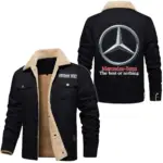 Luxury Touring Car Jacket Fur Collar Fleece, Automotive Spirit Fur Jacket CAR566 - Black