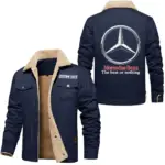 Luxury Touring Car Jacket Fur Collar Fleece, Automotive Spirit Fur Jacket CAR566 - Deep Blue