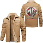 Historic Automobile Jacket Fur Collar Fleece, Motor-Inspired Fleece Outerwear CAR566 - Khaki