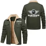 Car Iconic Hatchback Jacket Fur Collar Fleece, Automotive Spirit Fur Jacket CAR566 - Military Green