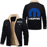 Vintage Car Tuning Jacket Fur Collar Fleece, Casual Gearhead Warm Jacket CAR566 - Black