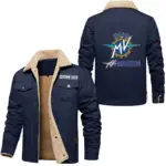 Performance Bike Jacket Fur Collar Fleece, Cozy Car Culture Jacket CAR566 - Deep Blue