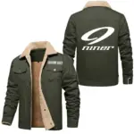 Built Fit Jacket Fur Collar Fleece, Motor-Inspired Fleece Outerwear CAR566 - Military Green
