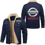 Urban Auto Jacket Fur Collar Fleece, Gearhead Warm Fleece Jacket CAR566 - Deep Blue
