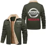 Urban Auto Jacket Fur Collar Fleece, Gearhead Warm Fleece Jacket CAR566 - Military Green