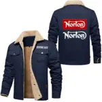 Built Life Jacket Fur Collar Fleece, Garage Days Fur Jacket CAR566 - Deep Blue