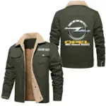 German Compact Car Jacket Fur Collar Fleece, Open Road Fur Jacket CAR566 - Military Green