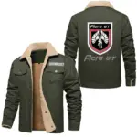 Everyday Motion Jacket Fur Collar Fleece, Fur Collar Fleece Jacket CAR566 - Military Green