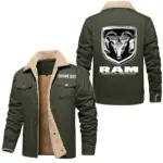 Full-Size Pickup Jacket Fur Collar Fleece, Street Ready Fleece Outerwear CAR566 - Military Green