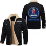Off-Road Auto Jacket Fur Collar Fleece, Bold Road Ready Jacket CAR566 - Black