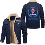 Off-Road Auto Jacket Fur Collar Fleece, Bold Road Ready Jacket CAR566 - Deep Blue
