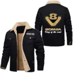 Power Motion Jacket Fur Collar Fleece, Street Style Driver Jacket CAR566 - Black