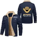 Power Motion Jacket Fur Collar Fleece, Street Style Driver Jacket CAR566 - Deep Blue