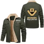 Power Motion Jacket Fur Collar Fleece, Street Style Driver Jacket CAR566 - Military Green