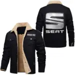 Modern Hatchback Jacket Fur Collar Fleece, Open Road Fur Jacket CAR566 - Black