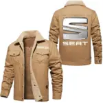 Modern Hatchback Jacket Fur Collar Fleece, Open Road Fur Jacket CAR566 - Khaki